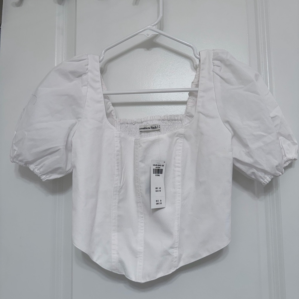 Abercrombie & Fitch White Puff Sleeve Blouse